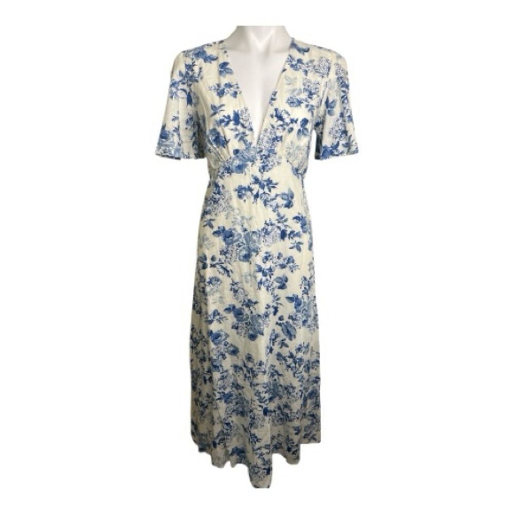 Olivaceous Blue Floral Midi Dress